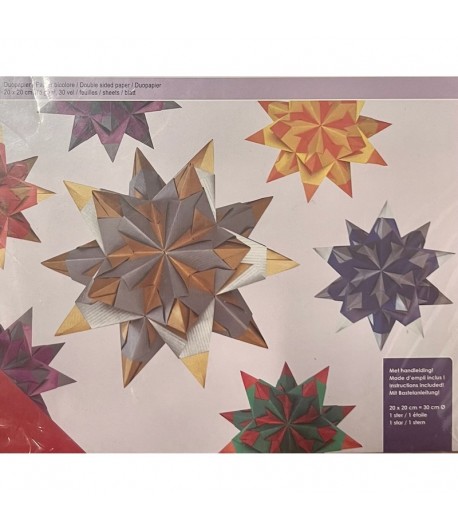 30 FEUILLES PAPIER ORIGAMI ROUGE ET OR 20X20CM