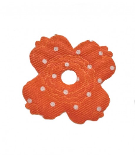 10 FLEURS EN TISSU - ORANGE A POIS 4.4CM