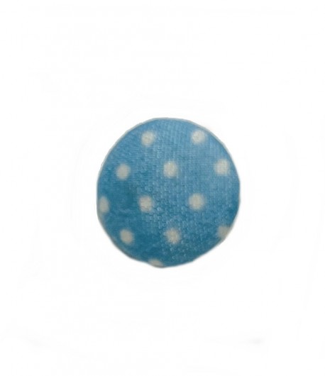 10 BOUTONS EN TISSU BLEU A POIS 1.4CM