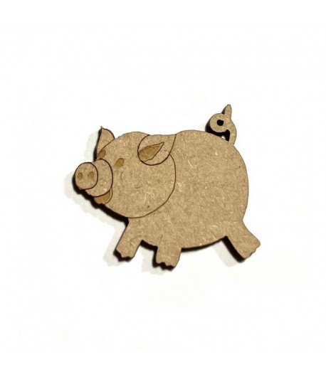 SUJET BOIS PETIT COCHON 3.9X3.4CM