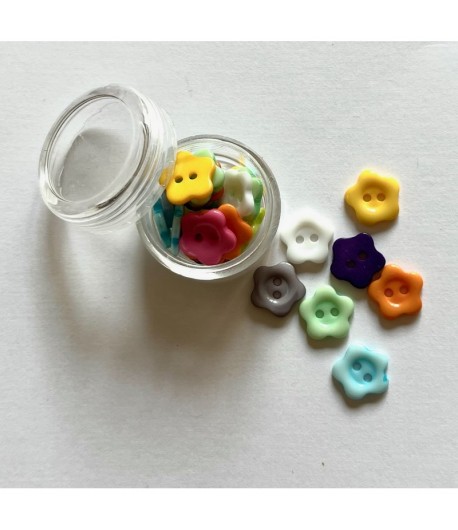 BOITE BOUTONS FLEURS 11MM - COULEURS MELANGEES