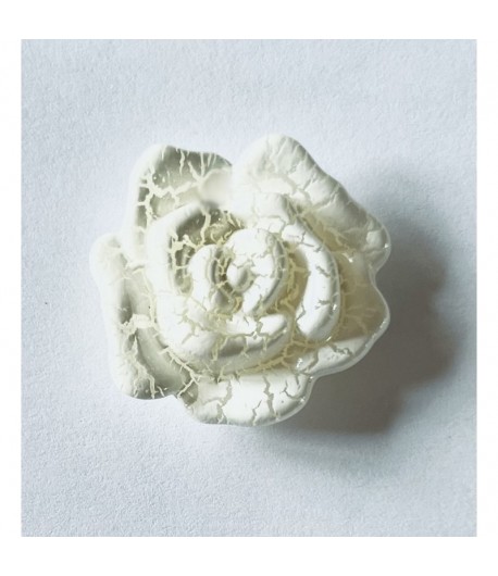 ROSE EN PLASTIQUE 3 CM - BLANC CRAQUELE