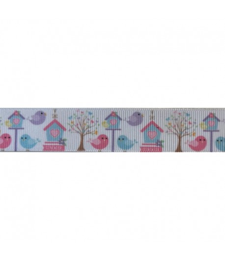 RUBAN PETITS OISEAUX 2 CM - 1 METRE