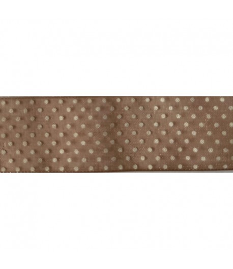 RUBAN TRANSPARENT BEIGE A POIS 2.5 CM - 1 METRE