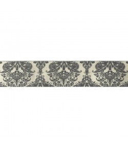 RUBAN ECRU MOTIFS GRIS 2.3 CM - 1 METRE