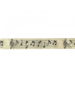 RUBAN BEIGE MUSIQUE 2.5 CM - 1 METRE