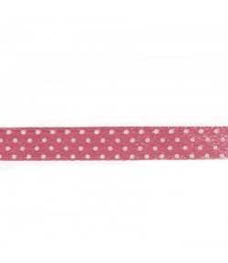 RUBAN ROSE A POIS BLANC 1.2 CM - 1 METRE