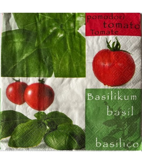 SERVIETTE BASILIC ET TOMATES