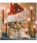 SERVIETTE CHATON DE NOEL