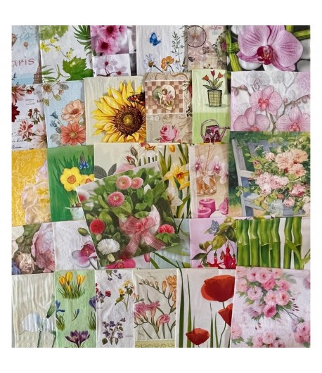 FLEURS - LOT DE 30 SERVIETTES 