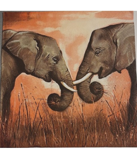 SERVIETTE COUPLE ELEPHANTS