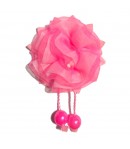 FLEUR EN TISSU AVEC PERLES - ROSE 5X7.5CM