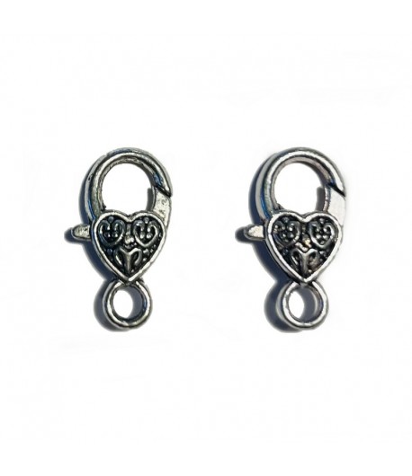 CADENAS COEUR METAL ARGENT ANCIEN X2 1.5X2.5CM