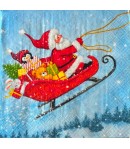 SERVIETTE PERE NOEL ET SON TRAINEAU