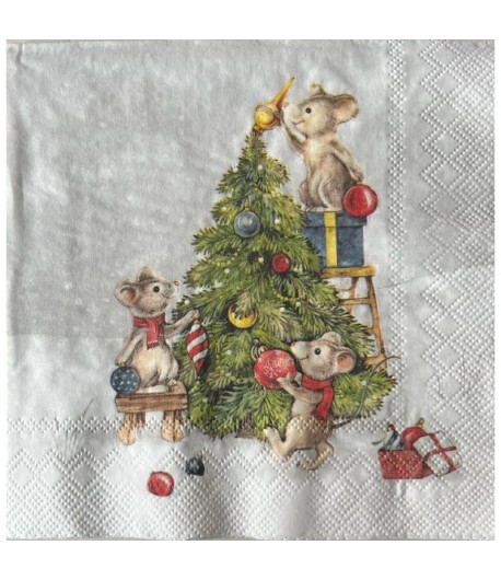 SERVIETTE SOURIS ET SAPIN