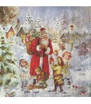 SERVIETTE LE PERE NOEL ET LES ENFANTS