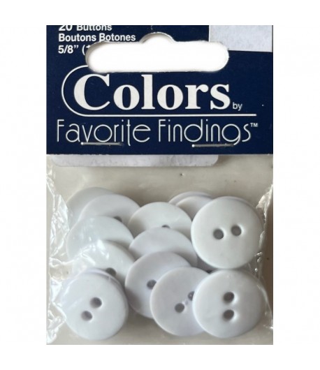 20 BOUTONS RONDS BLANC 1.5CM