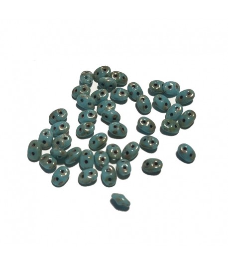 PERLES SUPERDUO MARBRE TURQUOISE 20 GR