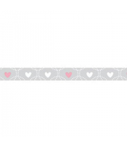 MASKING TAPE GRIS COEUR ROSE 10MM X 10 M