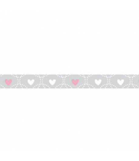 MASKING TAPE GRIS COEUR ROSE 10MM X 10 M