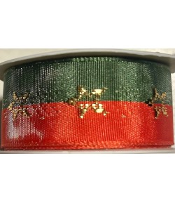 RUBAN ROUGE VERT ET OR 2.5CMX3M