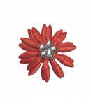 FLEUR EN TISSU ET STRASS - ROUGE 3CM