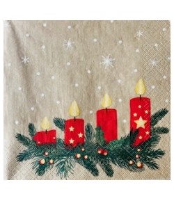 SERVIETTE BOUGIES DE NOEL
