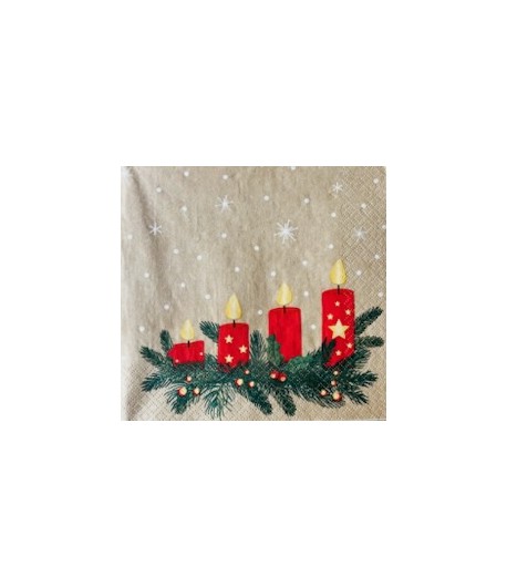 SERVIETTE BOUGIES DE NOEL