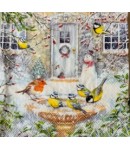 SERVIETTE OISEAUX ET BONHOMME DE NEIGE