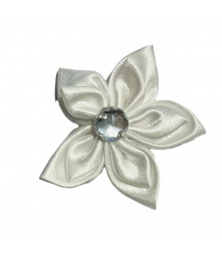 FLEUR EN TISSU AVEC STRASS - BLANC 5CM