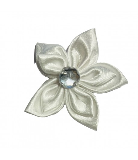 FLEUR EN TISSU AVEC STRASS - BLANC 5CM