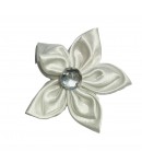 FLEUR EN TISSU AVEC STRASS - BLANC 5CM