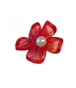 FLEUR EN TULLE - ROUGE 3.3CM