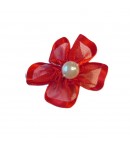 FLEUR EN TULLE - ROUGE 3.3CM
