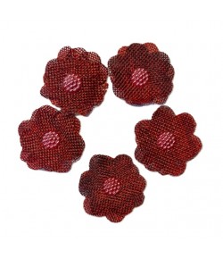 5 FLEURS EN SISAL - BORDEAUX 4.8CM