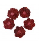 5 FLEURS EN SISAL - BORDEAUX 4.8CM