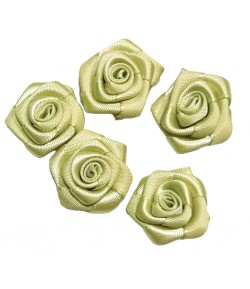 5 FLEURS EN TISSU - VERT CLAIR 2.5CM