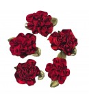 5 FLEURS EN TISSU - ROUGE -  3CM