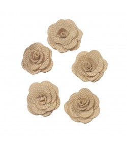 5 FLEURS EN TISSU - BEIGE 3CM