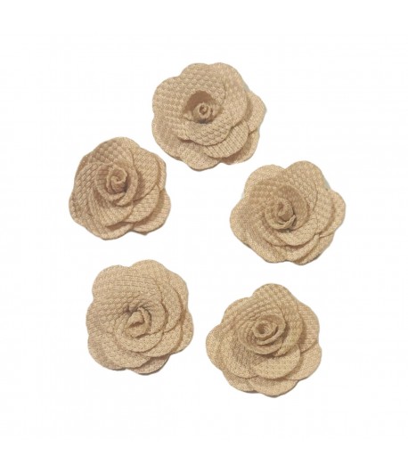 5 FLEURS EN TISSU - BEIGE 3CM