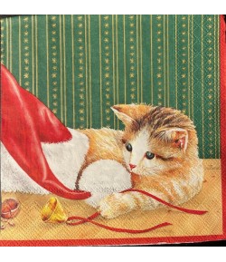 SERVIETTE CHATON ET SOURIS DE NOEL