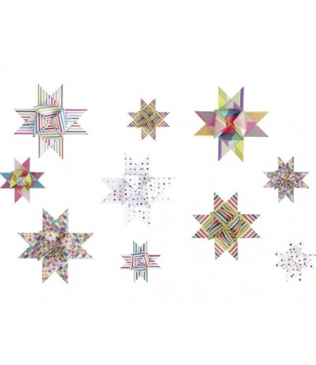 KIT BANDELETTES PAPIER POUR 15 ETOILES MULTICOLORE