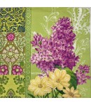 SERVIETTE LILAS ET FLEURS JAUNES