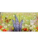 SERVIETTE CHAT DANS LE PRE