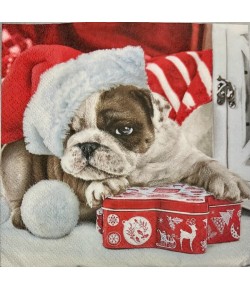 SERVIETTE PETIT CHIOT DE NOEL