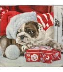 SERVIETTE PETIT CHIOT DE NOEL