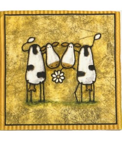 SERVIETTE VACHES ET FLEUR