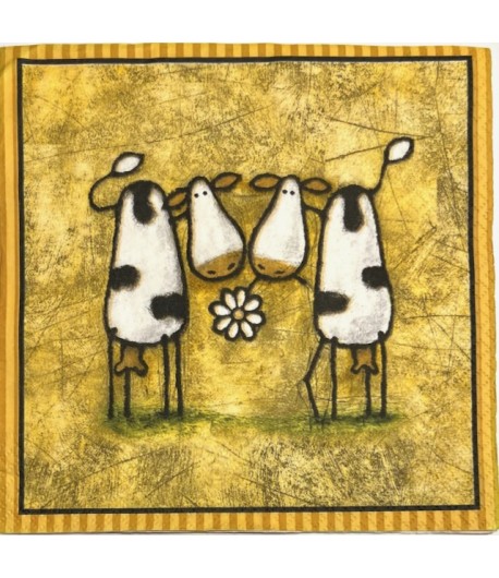 SERVIETTE VACHES ET FLEUR