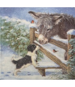 SERVIETTE PETIT ANE ET CHIOT