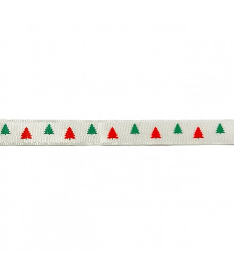 RUBAN BLANC SAPINS 1 CM - 1 METRE